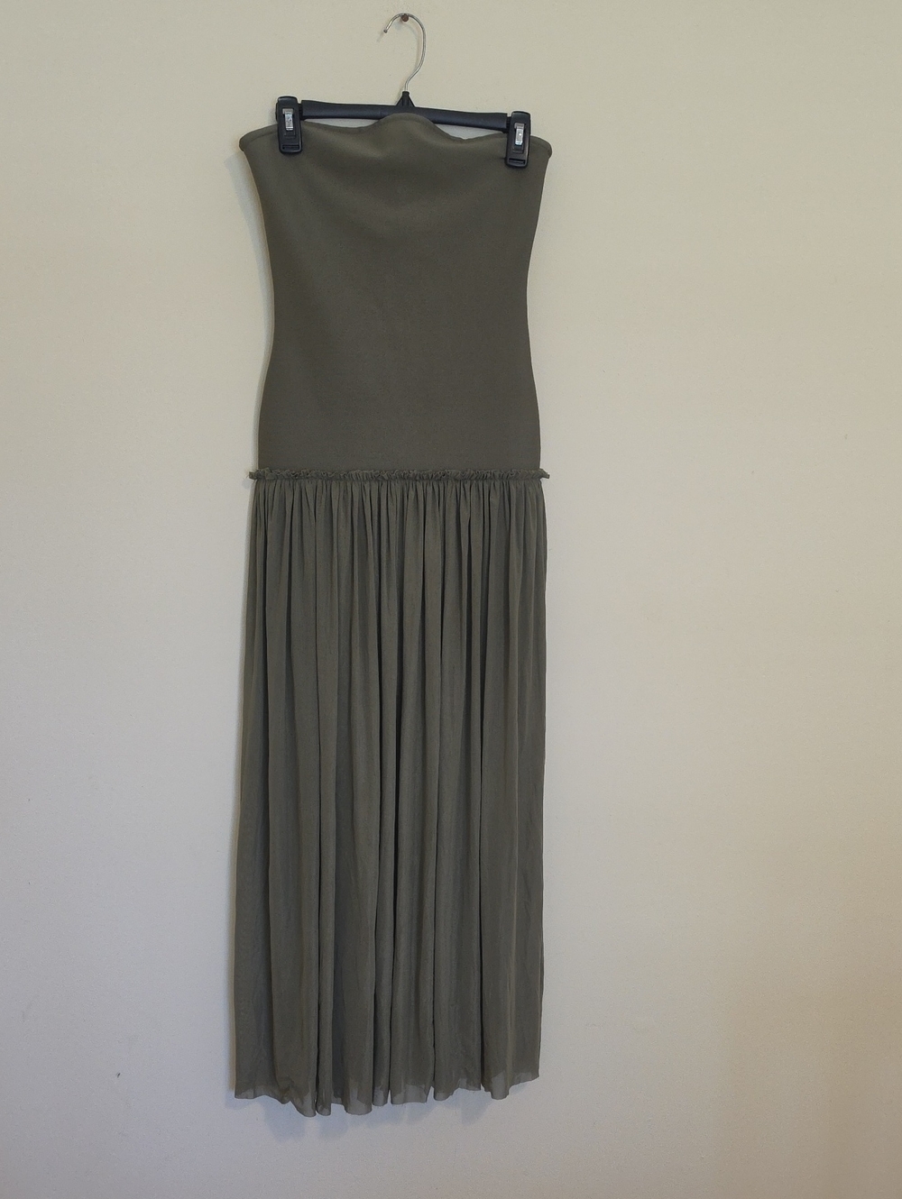 Rare London Olive Strapless Midi Dress